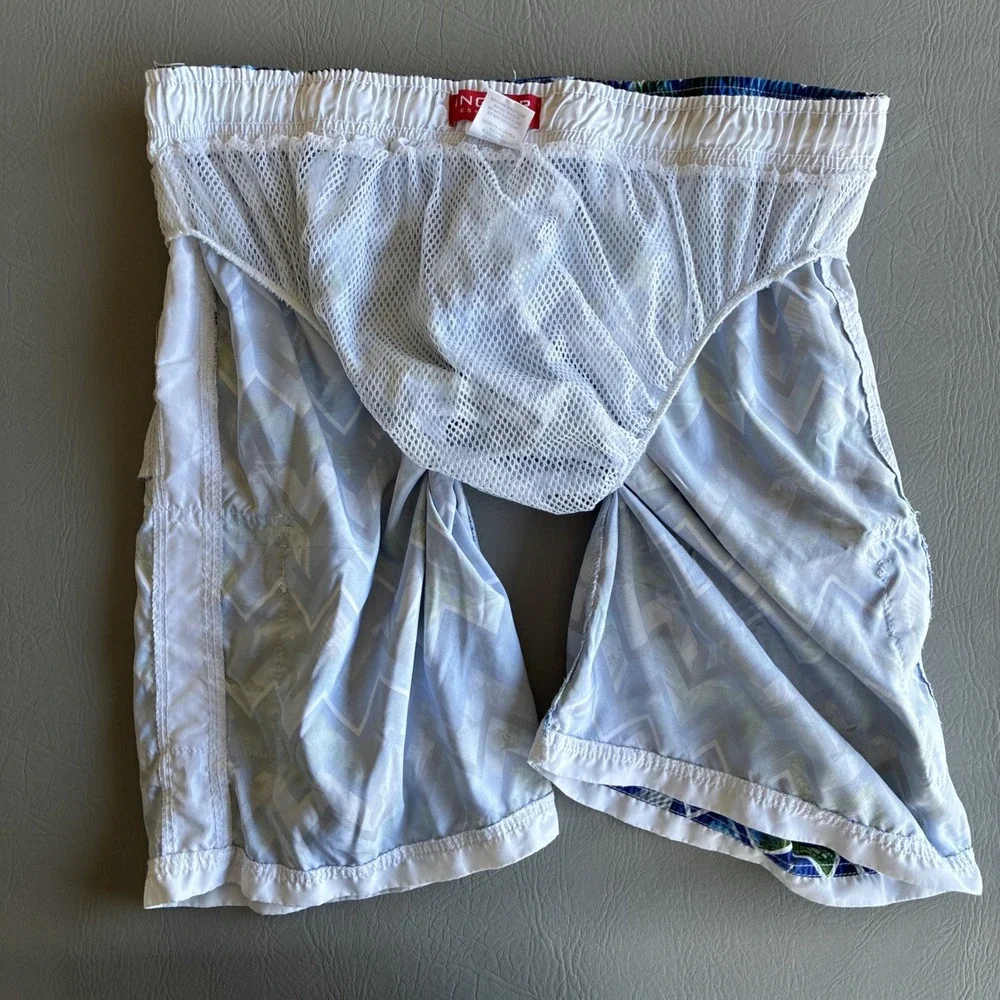 Ingear Swim Mens Blue Board Shorts Swim Trunks Mesh Lined XXL MS1 Geo Surf